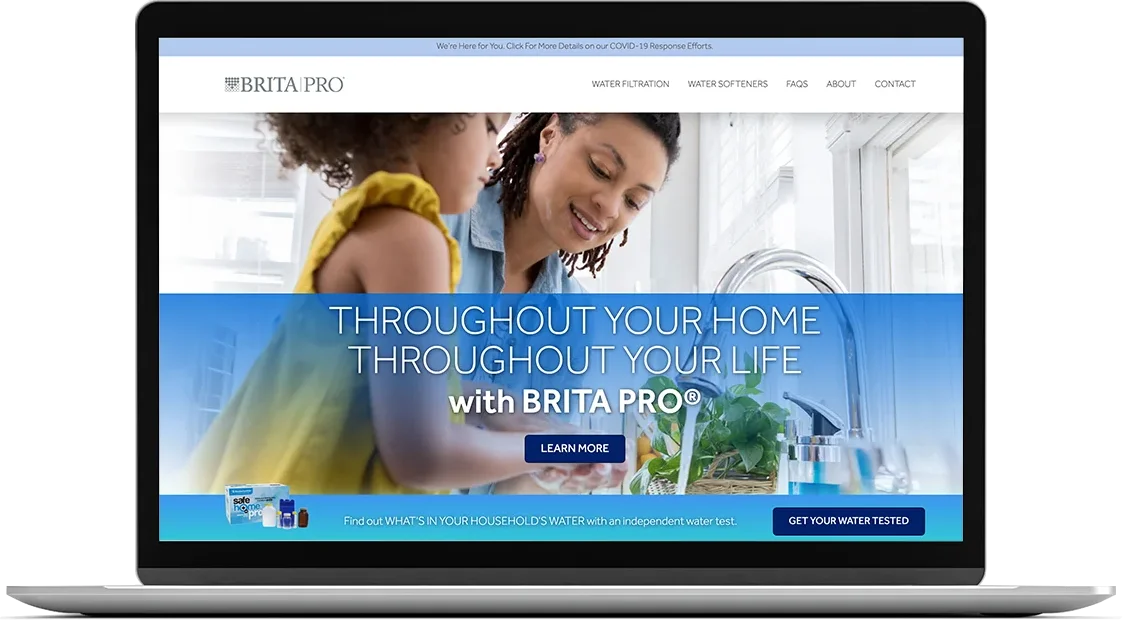 BritaPro website shown on laptop