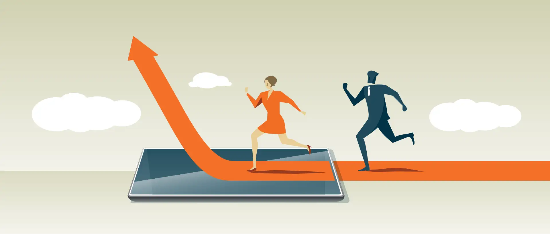 illustration of two business people running