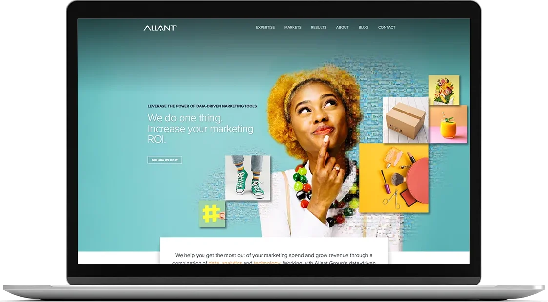 Allant website shown on laptop