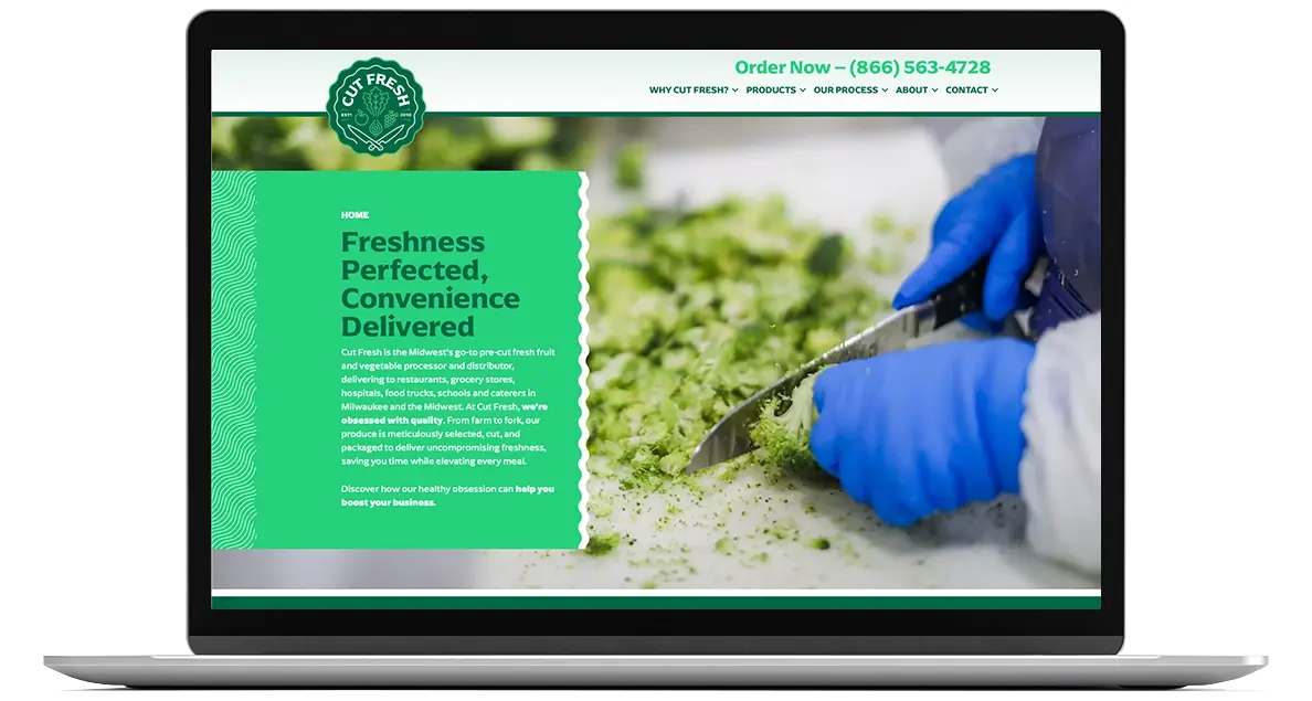 Cut Fresh website on laptop